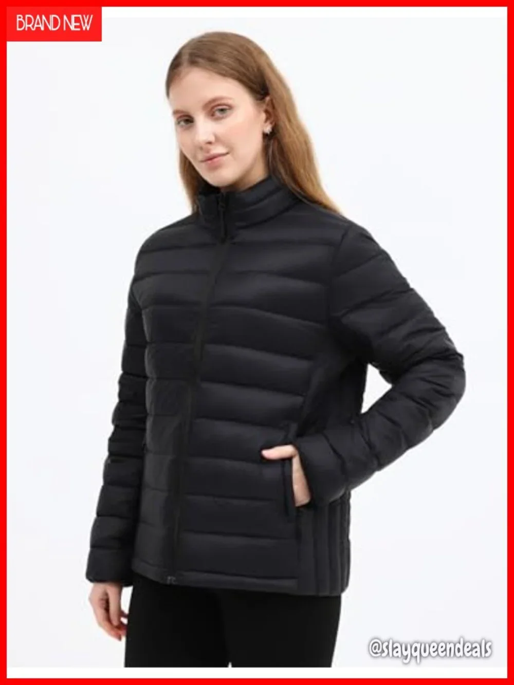 Lightweight Water-Resistant Stand-Collar Full Zip Puffer Coat